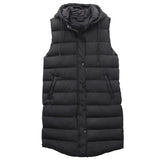 Darrahopens Fashion > Women's Fashion > Women's Jackets & Coats Women's Longline Padded Vest Hooded Jacket Puffer Puffy Quilted Zip Coat Gilet, Black, 10