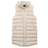 Darrahopens Fashion > Women's Fashion > Women's Jackets & Coats Women's Longline Padded Vest Hooded Jacket Puffer Puffy Quilted Zip Coat Gilet, Khaki, 10