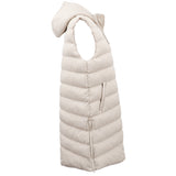 Darrahopens Fashion > Women's Fashion > Women's Jackets & Coats Women's Longline Padded Vest Hooded Jacket Puffer Puffy Quilted Zip Coat Gilet, Khaki, 18