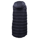 Darrahopens Fashion > Women's Fashion > Women's Jackets & Coats Women's Longline Padded Vest Hooded Jacket Puffer Puffy Quilted Zip Coat Gilet, Navy, 16