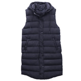 Darrahopens Fashion > Women's Fashion > Women's Jackets & Coats Women's Longline Padded Vest Hooded Jacket Puffer Puffy Quilted Zip Coat Gilet, Navy, 16