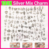 Darrahopens Fashion > Women's Fashion > Women's Jewellery 100Pcs Tibetan Silver Mixed Charms - DIY Jewelry Crafting Pendants