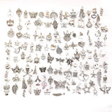 Darrahopens Fashion > Women's Fashion > Women's Jewellery 100Pcs Tibetan Silver Mixed Charms - DIY Jewelry Crafting Pendants
