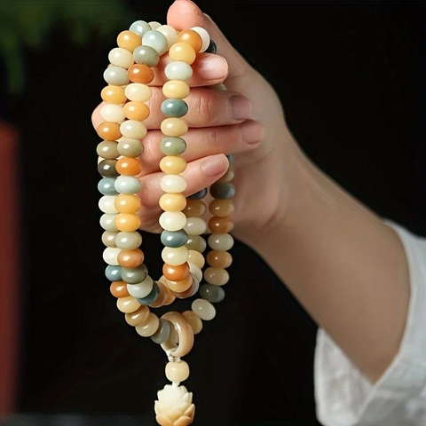 Darrahopens Fashion > Women's Fashion > Women's Jewellery 108 Bodhi Root Bracelet, 8mm Sutra-Worn Multi-Loop Long Beads, Zen Meditation Buddhist Prayer Beads