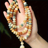 Darrahopens Fashion > Women's Fashion > Women's Jewellery 108 Bodhi Root Bracelet, 8mm Sutra-Worn Multi-Loop Long Beads, Zen Meditation Buddhist Prayer Beads