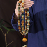 Darrahopens Fashion > Women's Fashion > Women's Jewellery 108 Bodhi Root Bracelet with Green Sandalwood Sachet, Textured by Time, Multi-Loop Zen Meditation Beads