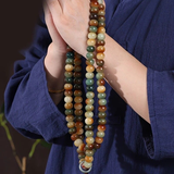 Darrahopens Fashion > Women's Fashion > Women's Jewellery 108 Bodhi Root Bracelet with Green Sandalwood Sachet, Textured by Time, Multi-Loop Zen Meditation Beads