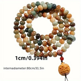 Darrahopens Fashion > Women's Fashion > Women's Jewellery 108 Bodhi Root Bracelet with Green Sandalwood Sachet, Textured by Time, Multi-Loop Zen Meditation Beads