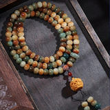 Darrahopens Fashion > Women's Fashion > Women's Jewellery 108 Bodhi Root Bracelet with Green Sandalwood Sachet, Textured by Time, Multi-Loop Zen Meditation Beads