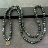 Darrahopens Fashion > Women's Fashion > Women's Jewellery 108-Piece Moss Agate Handcrafted Necklace, Natural Plant-Patterned Zen Layered Blessing Bead Strand
