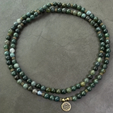 Darrahopens Fashion > Women's Fashion > Women's Jewellery 108-Piece Moss Agate Handcrafted Necklace, Natural Plant-Patterned Zen Layered Blessing Bead Strand