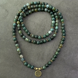 Darrahopens Fashion > Women's Fashion > Women's Jewellery 108-Piece Moss Agate Handcrafted Necklace, Natural Plant-Patterned Zen Layered Blessing Bead Strand
