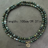 Darrahopens Fashion > Women's Fashion > Women's Jewellery 108-Piece Moss Agate Handcrafted Necklace, Natural Plant-Patterned Zen Layered Blessing Bead Strand