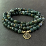 Darrahopens Fashion > Women's Fashion > Women's Jewellery 108-Piece Moss Agate Handcrafted Necklace, Natural Plant-Patterned Zen Layered Blessing Bead Strand
