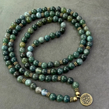 Darrahopens Fashion > Women's Fashion > Women's Jewellery 108-Piece Moss Agate Handcrafted Necklace, Natural Plant-Patterned Zen Layered Blessing Bead Strand