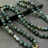 Darrahopens Fashion > Women's Fashion > Women's Jewellery 108-Piece Moss Agate Handcrafted Necklace, Natural Plant-Patterned Zen Layered Blessing Bead Strand