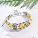 Darrahopens Fashion > Women's Fashion > Women's Jewellery 2pcs Ethnic-style Vintage Open Bracelet, Turquoise Beads with Silver Carved Accents, Bohemian Exotic Charm, a Personalized Accessory for Daily and Travel Wear.blue