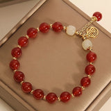 Darrahopens Fashion > Women's Fashion > Women's Jewellery 2PCS Versatile Fortune Bracelet, Retro Chinese-style Red "Fu" Character Women's Bracelet, Mother's Day Gift