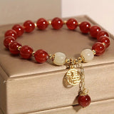 Darrahopens Fashion > Women's Fashion > Women's Jewellery 2PCS Versatile Fortune Bracelet, Retro Chinese-style Red "Fu" Character Women's Bracelet, Mother's Day Gift