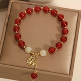 Darrahopens Fashion > Women's Fashion > Women's Jewellery 2PCS Versatile Fortune Bracelet, Retro Chinese-style Red "Fu" Character Women's Bracelet, Mother's Day Gift