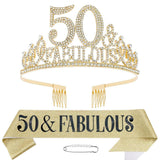 Darrahopens Fashion > Women's Fashion > Women's Jewellery 50th Birthday Gold Party Set Hairband Crown Sash Belt Ceremonial Accessory Kit