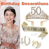 Darrahopens Fashion > Women's Fashion > Women's Jewellery 50th Birthday Gold Party Set Hairband Crown Sash Belt Ceremonial Accessory Kit