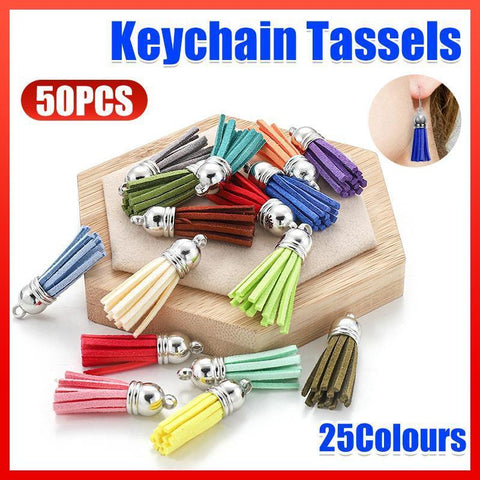 Darrahopens Fashion > Women's Fashion > Women's Jewellery 50X Leather Key Chain Ring Tassel Pendants Bulk Mixed DIY Crafts Jewelry Making
