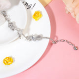 Darrahopens Fashion > Women's Fashion > Women's Jewellery Adjustable Lobster Clasp Bracelet with Zircon Hollow Ball, Square, Flower & Heart Key Charms(20cm)