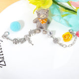 Darrahopens Fashion > Women's Fashion > Women's Jewellery Adjustable Lobster Clasp Bracelet with Zircon Hollow Ball, Square, Flower & Heart Key Charms(20cm)