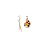 Darrahopens Fashion > Women's Fashion > Women's Jewellery Artistic Asymmetric Earrings Brush and Drawing Board Design Creative Jewelry