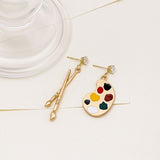 Darrahopens Fashion > Women's Fashion > Women's Jewellery Artistic Asymmetric Earrings Brush and Drawing Board Design Creative Jewelry