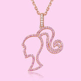 Darrahopens Fashion > Women's Fashion > Women's Jewellery Barbie Sterling Silver Necklace for High Ponytail Girl with Hollowed Out Rose Red Charm