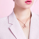 Darrahopens Fashion > Women's Fashion > Women's Jewellery Barbie Sterling Silver Necklace for High Ponytail Girl with Hollowed Out Rose Red Charm