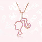 Darrahopens Fashion > Women's Fashion > Women's Jewellery Barbie Sterling Silver Necklace for High Ponytail Girl with Hollowed Out Rose Red Charm