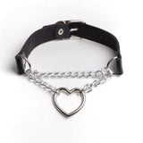 Darrahopens Fashion > Women's Fashion > Women's Jewellery Black PU Leather Necklace with Heart Pendant