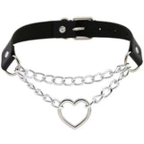 Darrahopens Fashion > Women's Fashion > Women's Jewellery Black PU Leather Necklace with Heart Pendant
