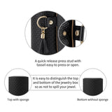 Darrahopens Fashion > Women's Fashion > Women's Jewellery Black Travel Jewelry Case: 3-Layer PU Cylinder Organizer for Necklaces, Earrings, Gifts for Travelers & Jewelry Lovers