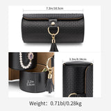Darrahopens Fashion > Women's Fashion > Women's Jewellery Black Travel Jewelry Case: 3-Layer PU Cylinder Organizer for Necklaces, Earrings, Gifts for Travelers & Jewelry Lovers