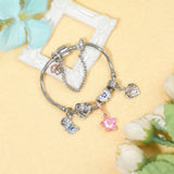 Darrahopens Fashion > Women's Fashion > Women's Jewellery Blue Butterfly Glass Bead & Pink Flower Pendant Charm Bracelet(18cm)