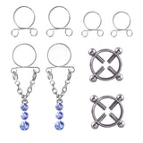Darrahopens Fashion > Women's Fashion > Women's Jewellery Blue Water Drop Non-Pierced Nipple Ring Set Fashion Body Jewelry