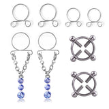 Darrahopens Fashion > Women's Fashion > Women's Jewellery Blue Water Drop Non-Pierced Nipple Ring Set Fashion Body Jewelry