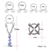 Darrahopens Fashion > Women's Fashion > Women's Jewellery Blue Water Drop Non-Pierced Nipple Ring Set Fashion Body Jewelry