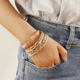 Darrahopens Fashion > Women's Fashion > Women's Jewellery Bohemian Braided Leather Bracelet, Multi-layer Design with Metal and Crystal Accents, Rose Gold Square Clasp with Heart Crystal, Embodying Casual Romantic Exotic Charm.(silver)