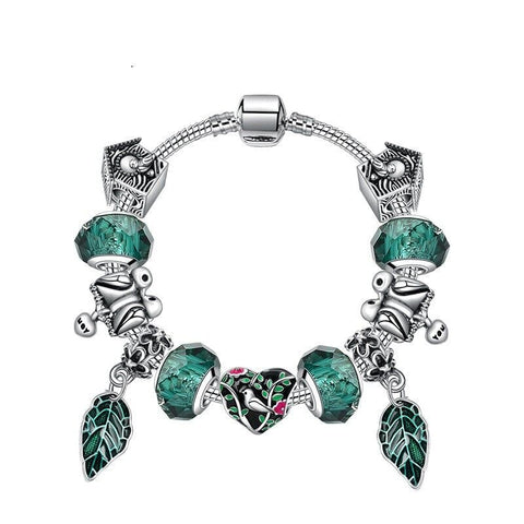 Darrahopens Fashion > Women's Fashion > Women's Jewellery Boho Vintage Mandarin Duck Bracelet: Emerald Glass Beads(20cm)