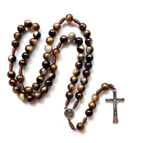 Darrahopens Fashion > Women's Fashion > Women's Jewellery Brown Acrylic Crucifix Rosary Beads Necklace with Medal Pendant Long Chain Prayer Jewelry Gift