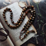 Darrahopens Fashion > Women's Fashion > Women's Jewellery Brown Acrylic Crucifix Rosary Beads Necklace with Medal Pendant Long Chain Prayer Jewelry Gift