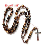 Darrahopens Fashion > Women's Fashion > Women's Jewellery Brown Acrylic Crucifix Rosary Beads Necklace with Medal Pendant Long Chain Prayer Jewelry Gift