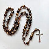 Darrahopens Fashion > Women's Fashion > Women's Jewellery Brown Acrylic Crucifix Rosary Beads Necklace with Medal Pendant Long Chain Prayer Jewelry Gift