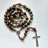 Darrahopens Fashion > Women's Fashion > Women's Jewellery Brown Acrylic Crucifix Rosary Beads Necklace with Medal Pendant Long Chain Prayer Jewelry Gift