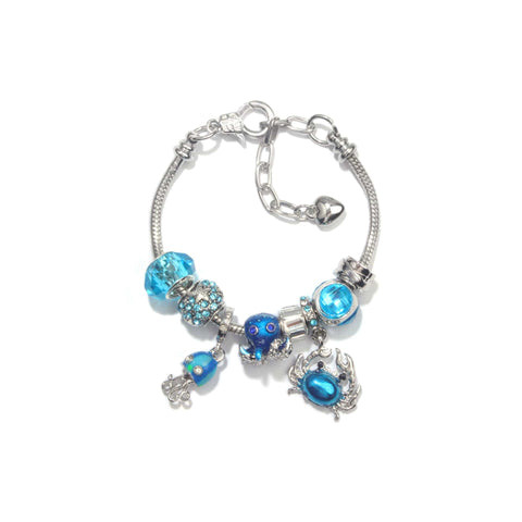 Darrahopens Fashion > Women's Fashion > Women's Jewellery Cartoon Ocean Theme Bracelet with Octopus, Jellyfish, Crab Charms & Crystal Rhinestone Beads(21cm)